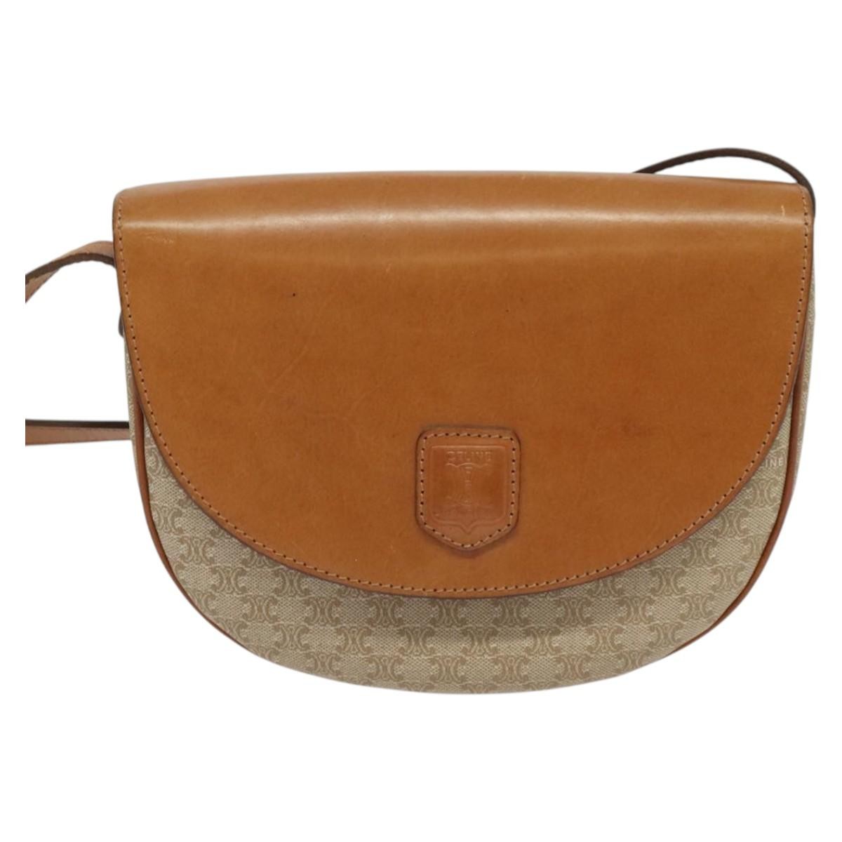 Celine Macadam Shoulder Bag PVC Leather, BEIGE, CANVAS, Shoulder bag