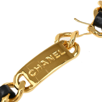 Chanel Vintage Medallion Chain Belt Metal and Leather, BLACK, LEATHER, Belts