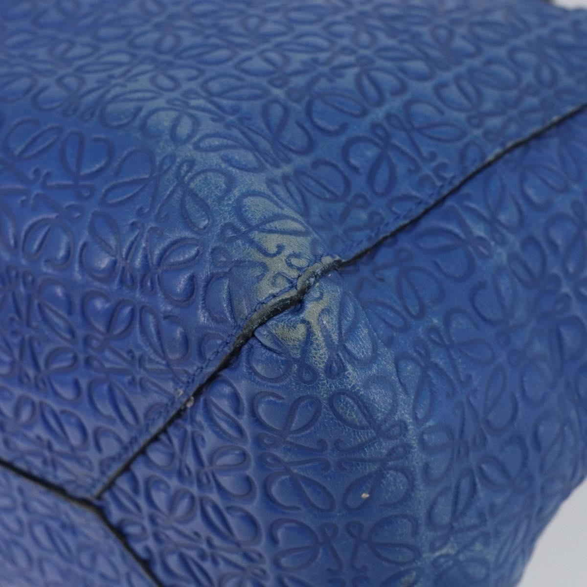 Loewe Vintage Anagram Tote Leather, BLUE, LEATHER, Tote bag