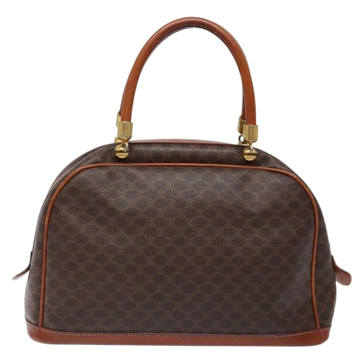 Celine Macadam Handbag Macadam with leather, BROWN, CANVAS, Handbag