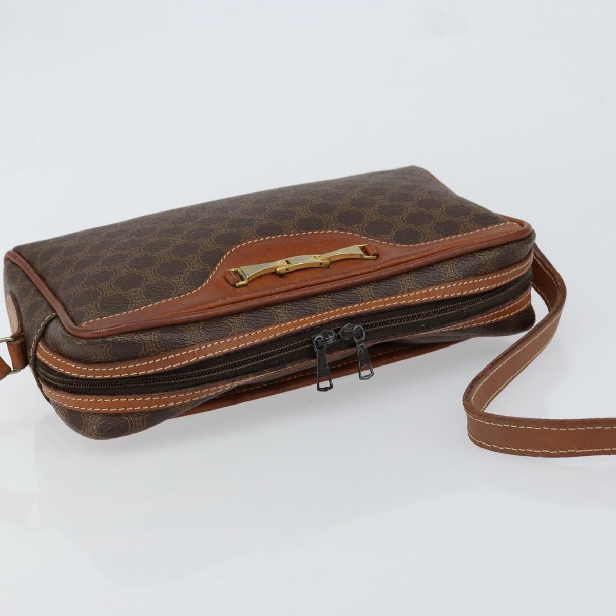 Celine Vintage Macadam Shoulder Bag Canvas and Leather, BROWN, CANVAS, Shoulder bag