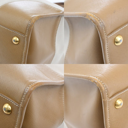 Prada Convertible Tote Canvas and Saffiano Leather, Beige, Canvas, Tote Bag