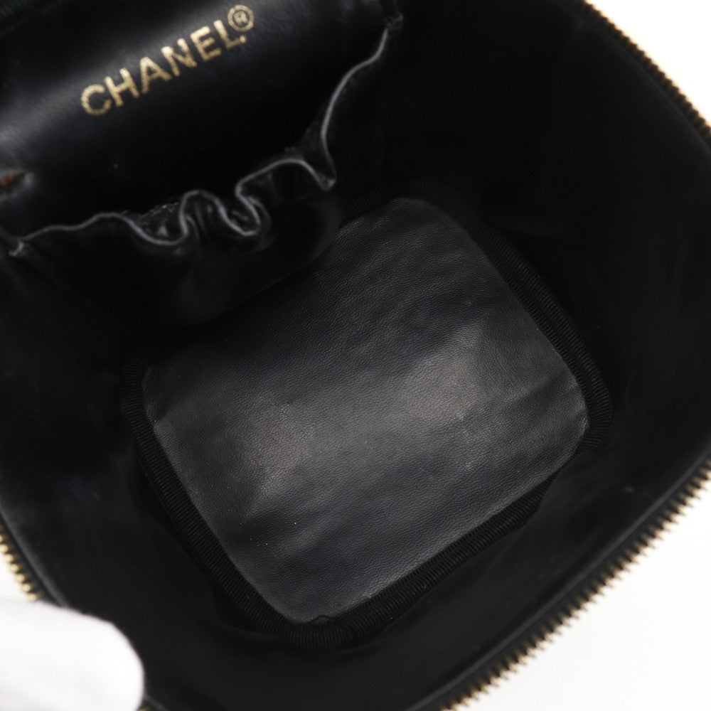 Chanel Vintage Cosmetic Case Leather, BLACK, LEATHER, Clutche & pouche
