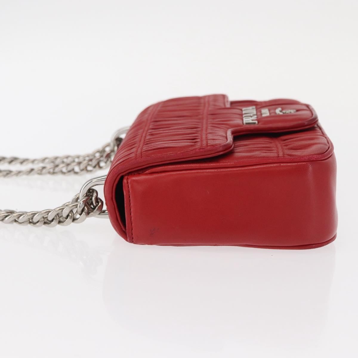Prada Gaufre Chain Flap Shoulder Bag Nappa Leather, RED, LEATHER, Shoulder bag