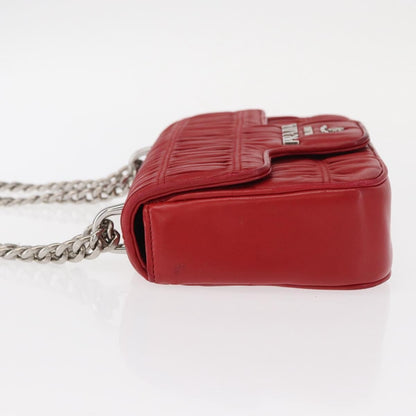 Prada Gaufre Chain Flap Shoulder Bag Nappa Leather, RED, LEATHER, Shoulder bag