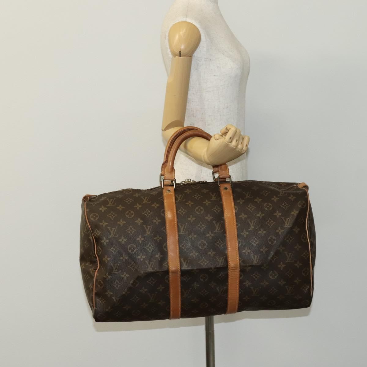 Louis Vuitton Keepall Bag Monogram Canvas, BROWN, CANVAS, Travel bag