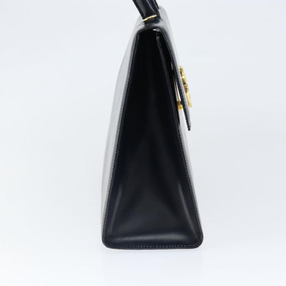 Celine Circle Logo Handbag Leather, NAVY, LEATHER, Handbag