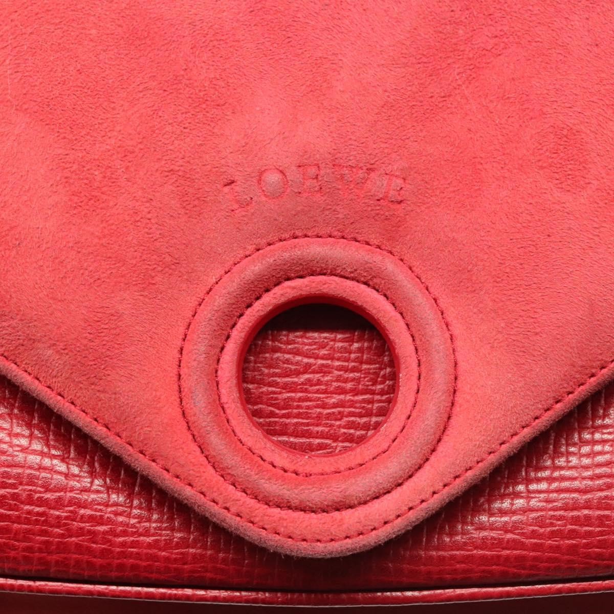 Loewe Anagram Shoulder Bag Leather, RED, SUEDE, Shoulder bag