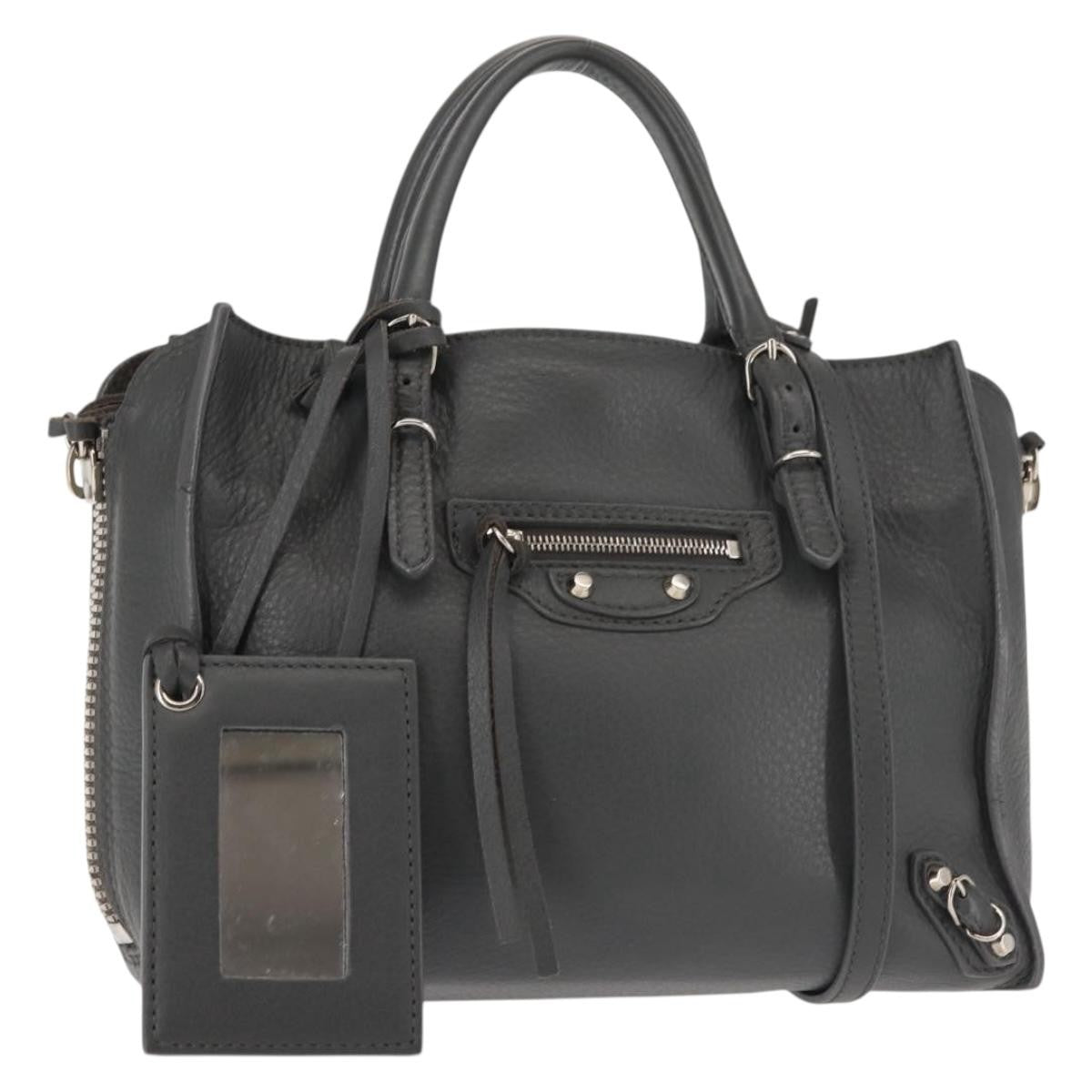 Balenciaga Papier A4 Zip Around Classic Studs Bag Leather, GRAY, LEATHER, Handbag