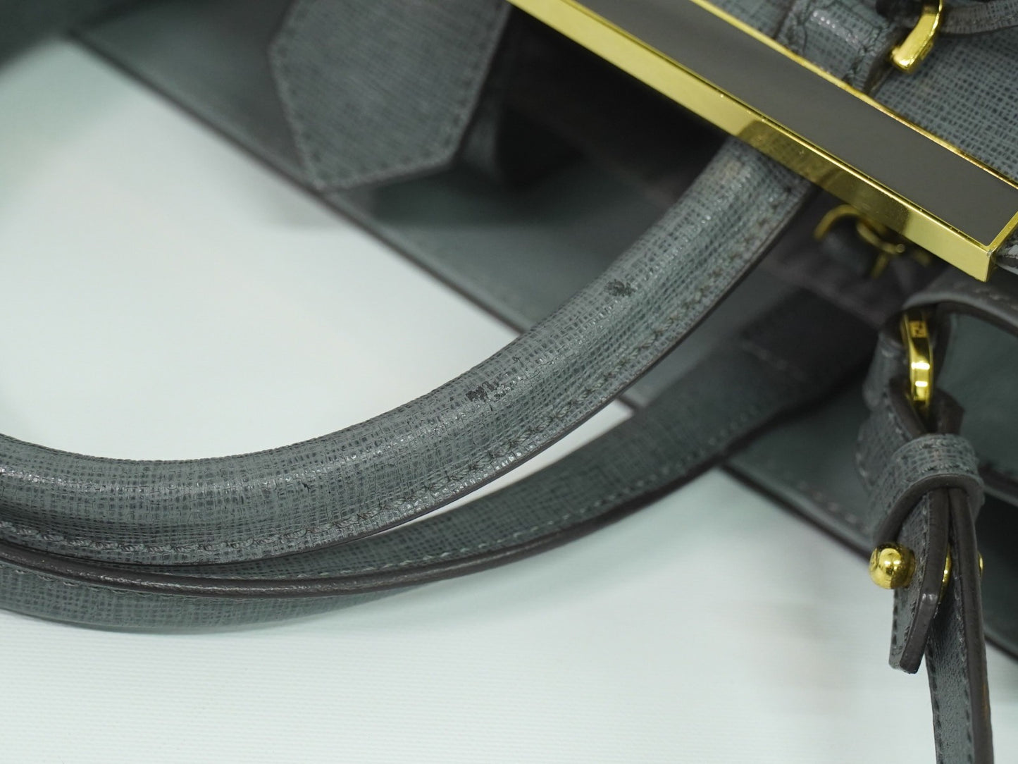 Fendi 2Jours Bag Leather, GRAY, LEATHER, Handbag