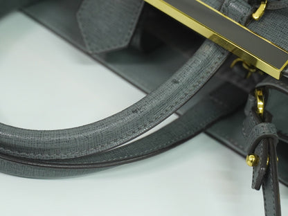 Fendi 2Jours Bag Leather, GRAY, LEATHER, Handbag