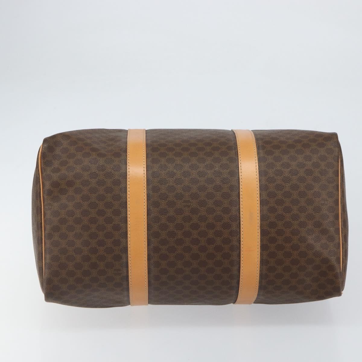 Celine Vintage Macadam Boston bag Canvas and Leather, BROWN, PVC, Travel bag