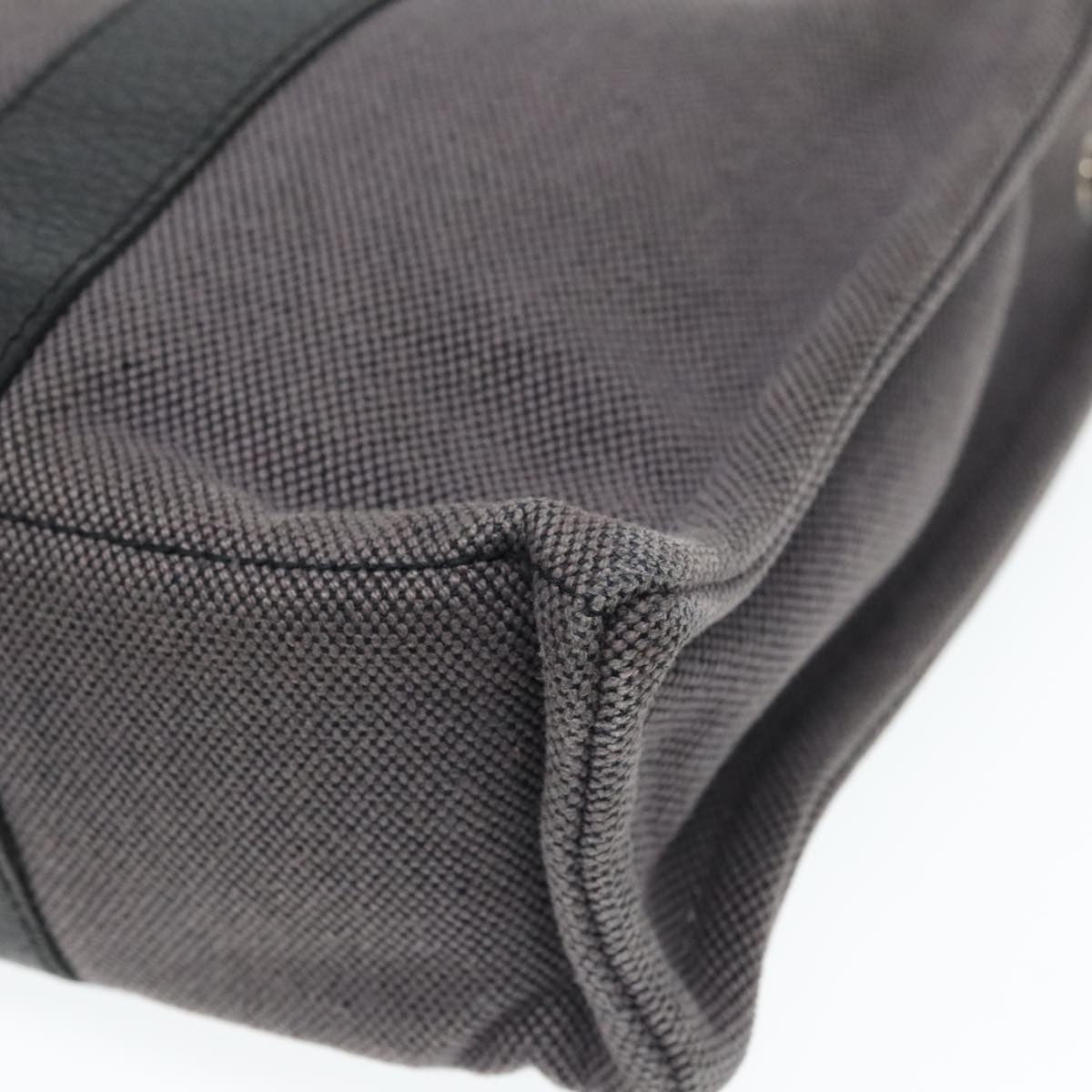 Hermes Sac Harnais Tote Toile and Leather, GRAY, CANVAS, Tote bag