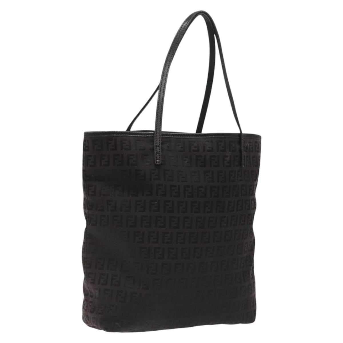 Fendi Shopping Tote Zucchino Canvas, BLACK, CANVAS, Tote bag