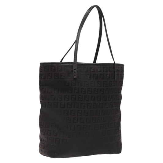 Fendi Shopping Tote Zucchino Canvas, BLACK, CANVAS, Tote bag