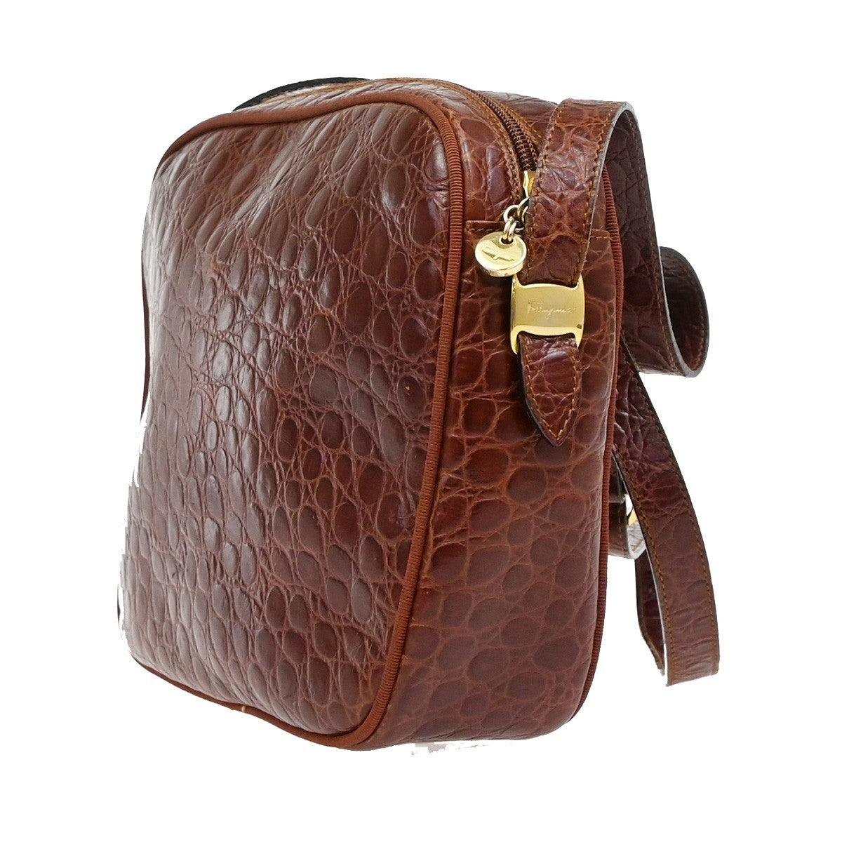 Salvatore Ferragamo Vala Shoulder Bag Leather, BROWN, LEATHER, Shoulder bag