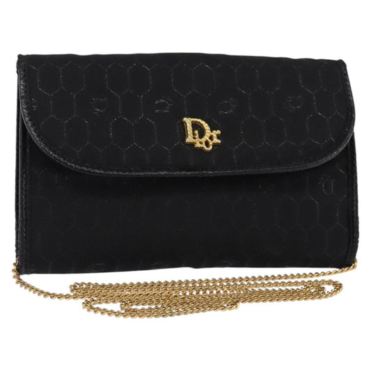 Christian Dior Vintage Honeycomb Flap Crossbody Bag Coated Canvas, BLACK, CANVAS, Clutche & pouche