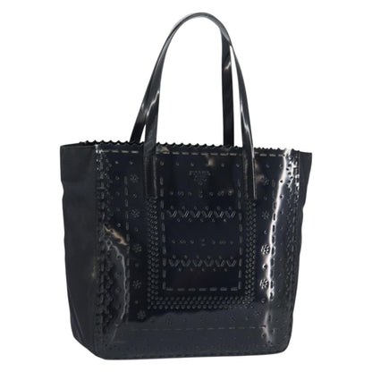 Prada Vintage Tote Tessuto with Leather, BLACK, PATENT_LEATHER, Tote bag
