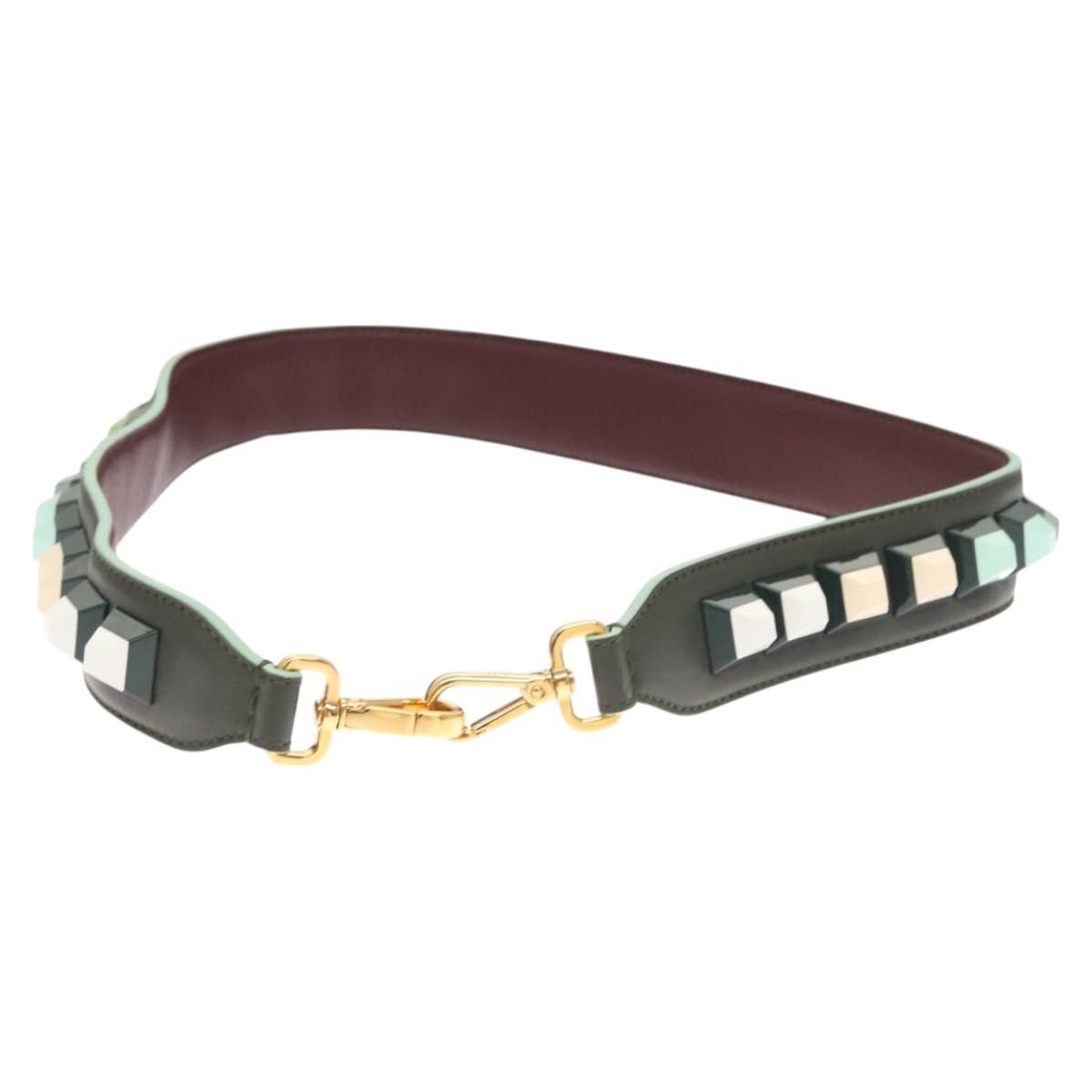 Fendi Strap You Shoulder Strap Leather, GREEN, LEATHER, Straps