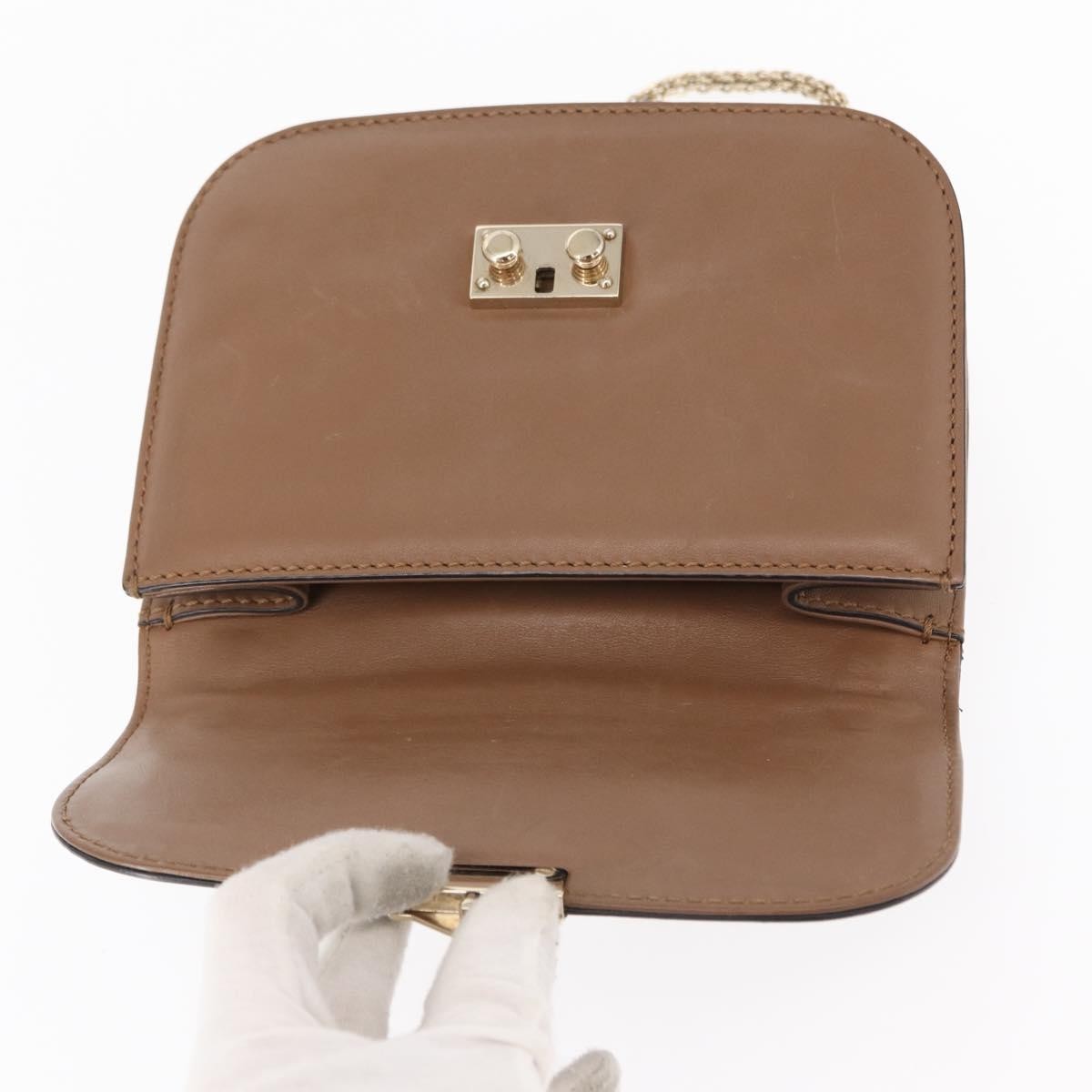 Valentino Garavani Rolling Rockstud Glam Lock Shoulder Bag Leather, BROWN, LEATHER, Shoulder bag