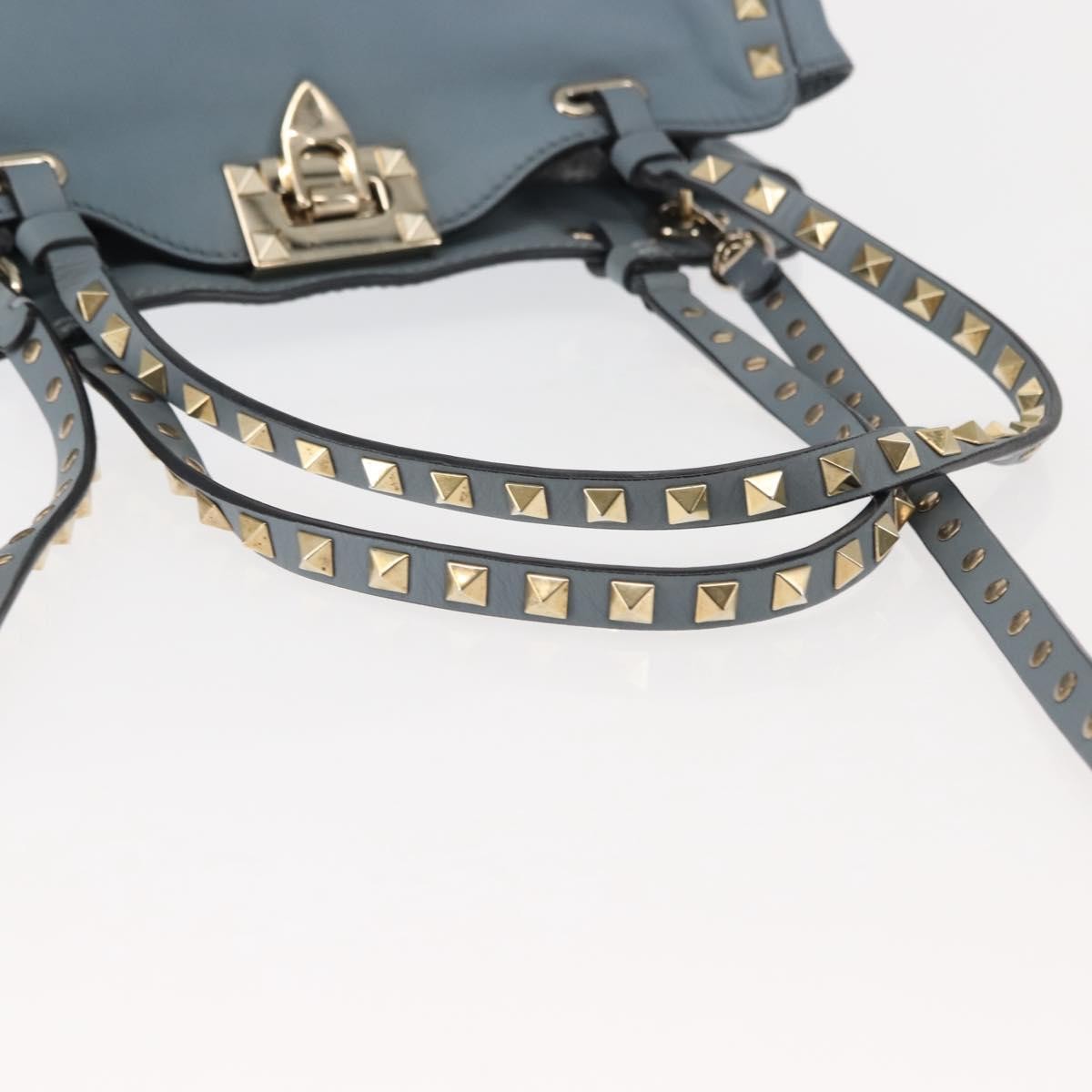 Valentino Garavani Rockstud Tote Soft Leather, BLUE, LEATHER, Tote bag