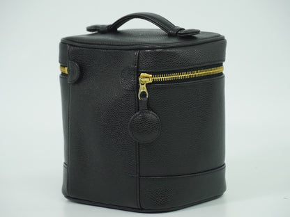Chanel Vanity pouch Leather, BLACK, LEATHER, Toiletry Case