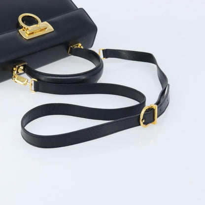 Salvatore Ferragamo Convertible Top Handle Bag Leather, NAVY, LEATHER, Handbag