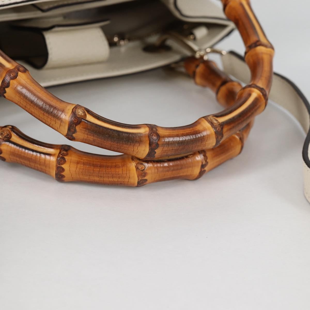 Gucci Bamboo shopper bag Leather, WHITE, LEATHER, Handbag