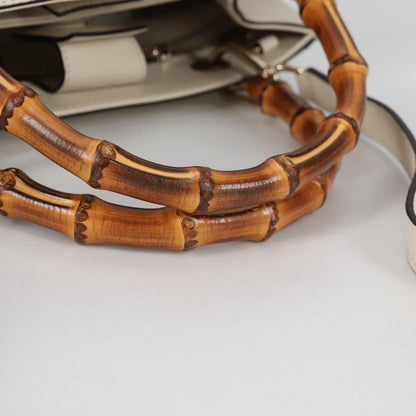 Gucci Bamboo shopper bag Leather, WHITE, LEATHER, Handbag