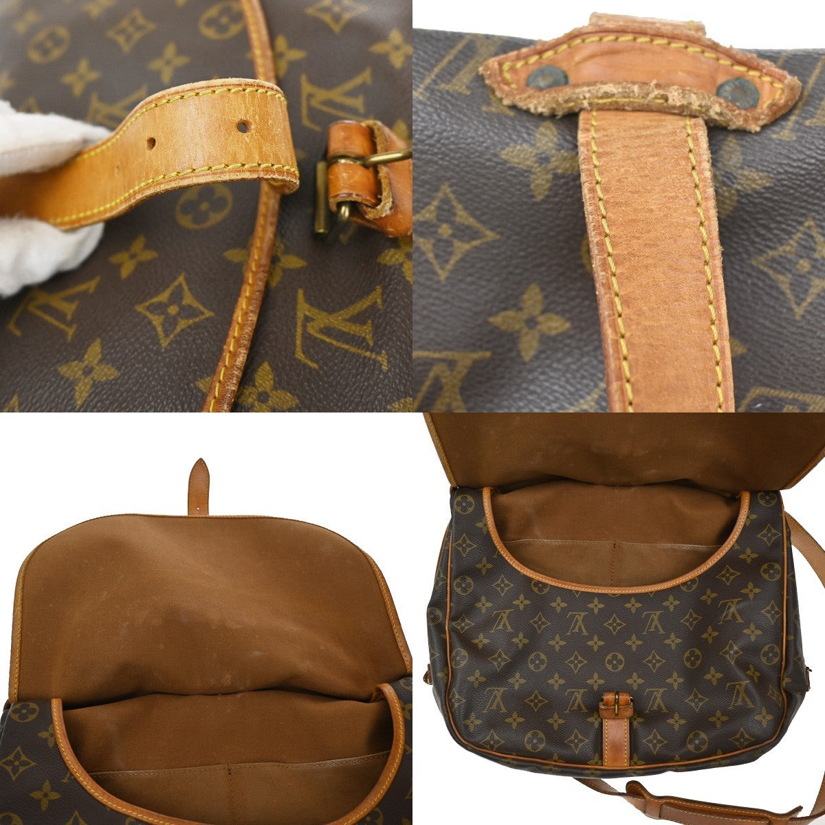 Louis Vuitton Saumur Handbag Monogram Canvas, BROWN, CANVAS, Shoulder bag