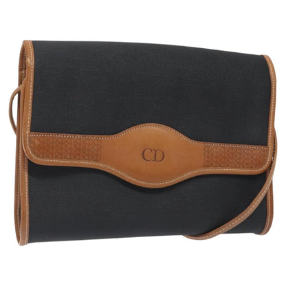 Christian Dior Vintage Flap Crossbody Bag Canvas, BLACK, CANVAS, Shoulder bag