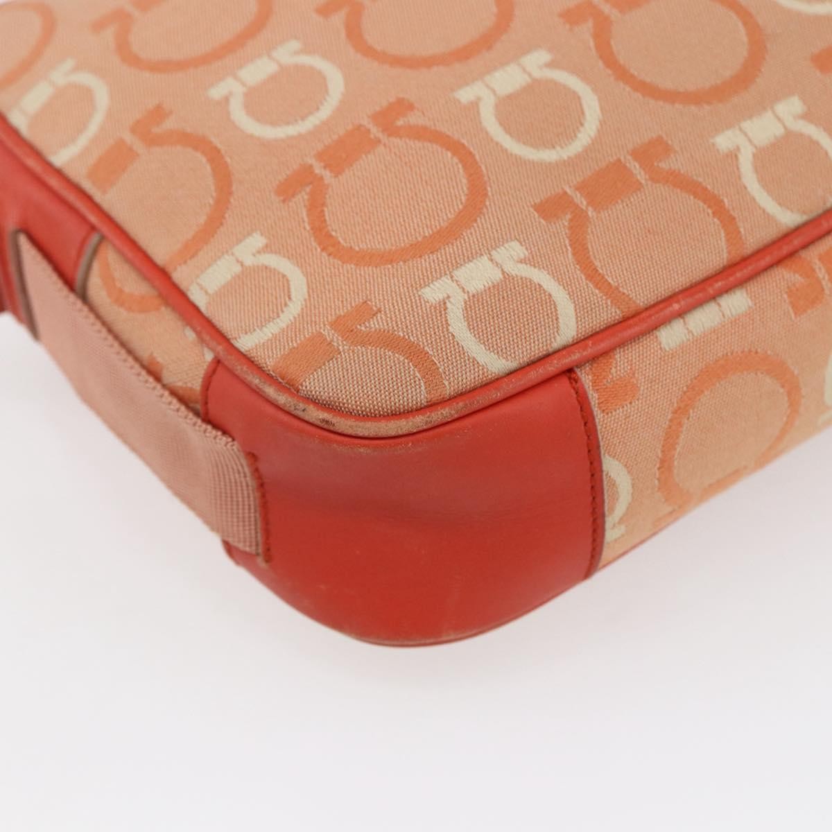Salvatore Ferragamo Gancini Shoulder Bag Canvas, ORANGE, CANVAS, Shoulder bag