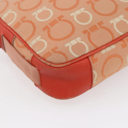 Salvatore Ferragamo Gancini Shoulder Bag Canvas, ORANGE, CANVAS, Shoulder bag