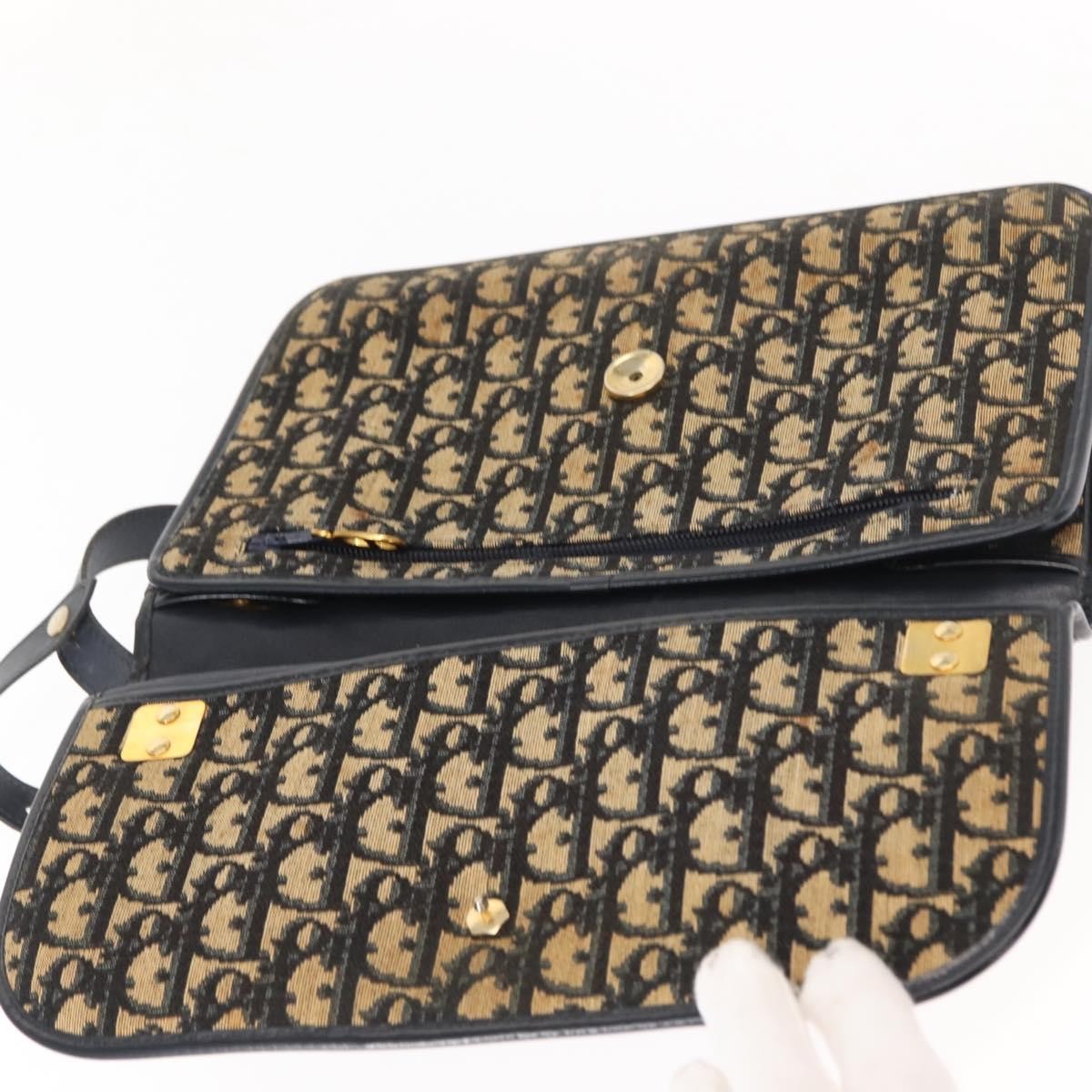 Christian Dior Vintage Trotter Shoulder Bag Canvas, NAVY, CANVAS, Shoulder bag