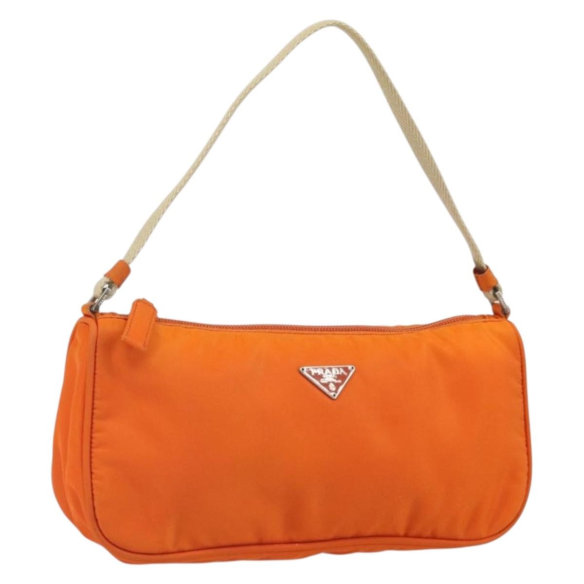Prada Pochette Shoulder Bag Tessuto, ORANGE, NYLON, Clutche & pouche