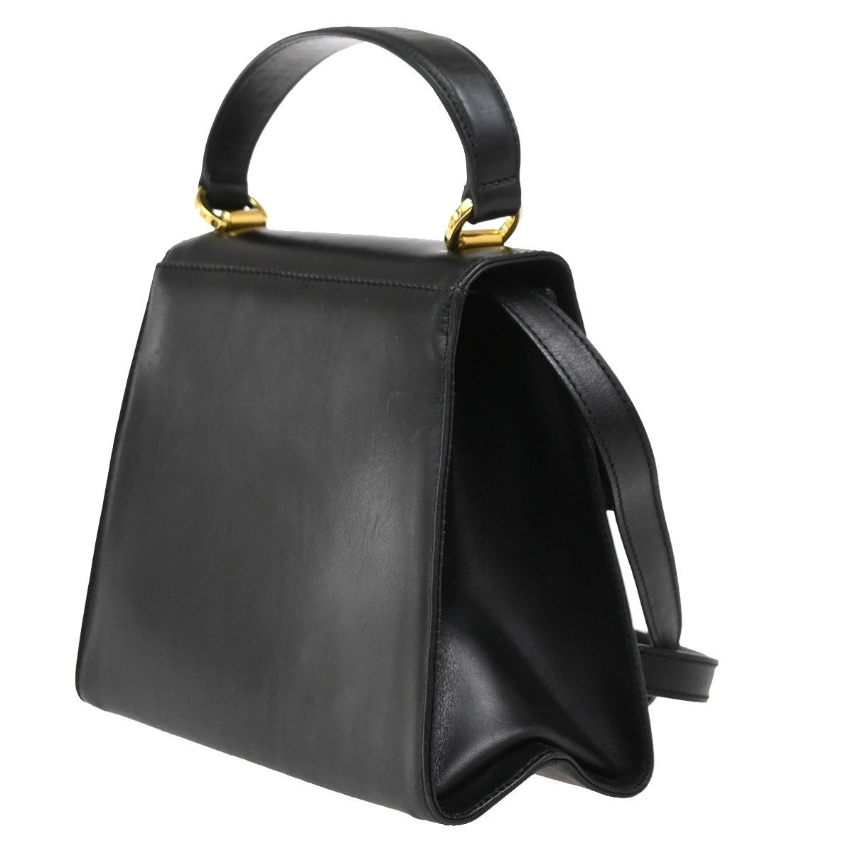 Salvatore Ferragamo Vintage Vara Bow Top Handle Bag Leather, BLACK, LEATHER, Shoulder bag