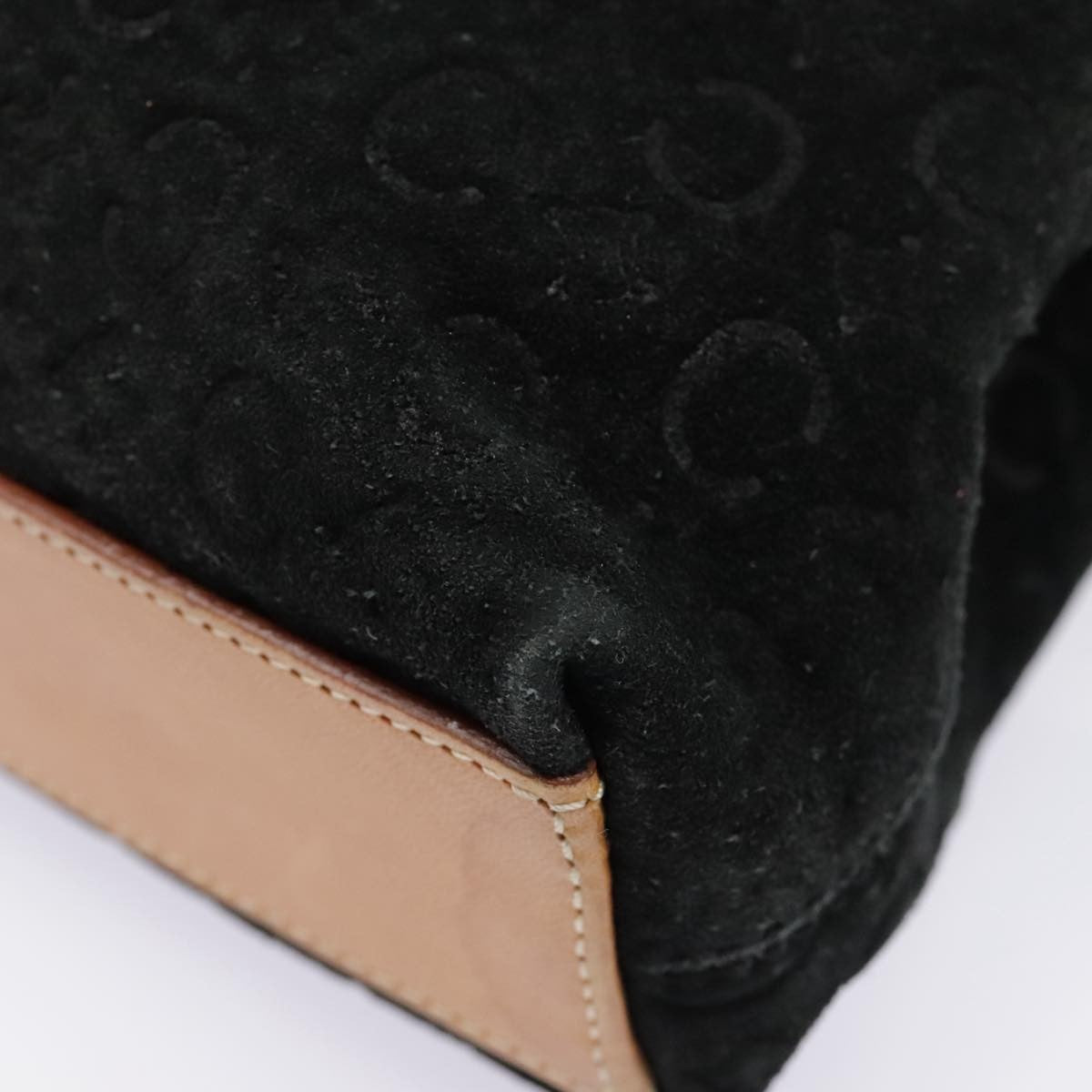 Celine Vintage Macadam Handbag Canvas, BLACK, CANVAS, Handbag