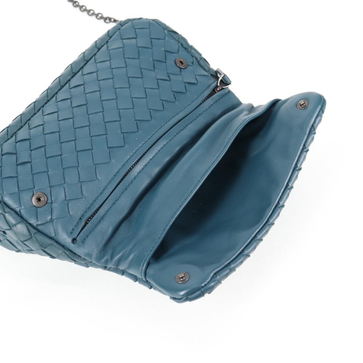 Bottega Veneta Expandable Chain Crossbody Bag Intrecciato Nappa, BLUE, LEATHER, Crossbody bag