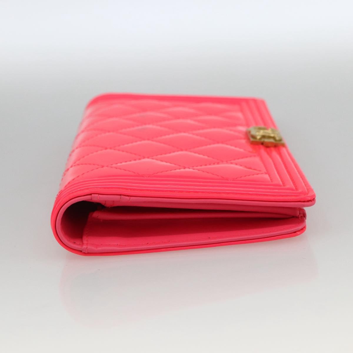Chanel Boy Yen Wallet Quilted Patent, PINK, PATENT_LEATHER, Wallets