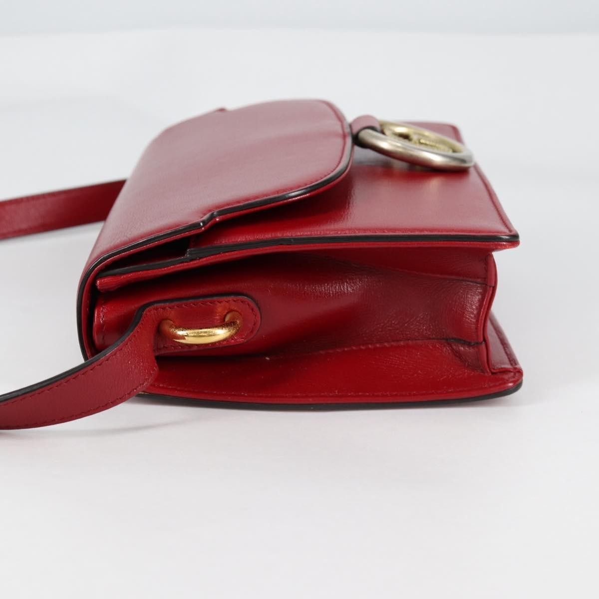 Gucci GG Ring Shoulder Bag Leather, RED, LEATHER, Shoulder bag