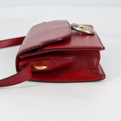 Gucci GG Ring Shoulder Bag Leather, RED, LEATHER, Shoulder bag