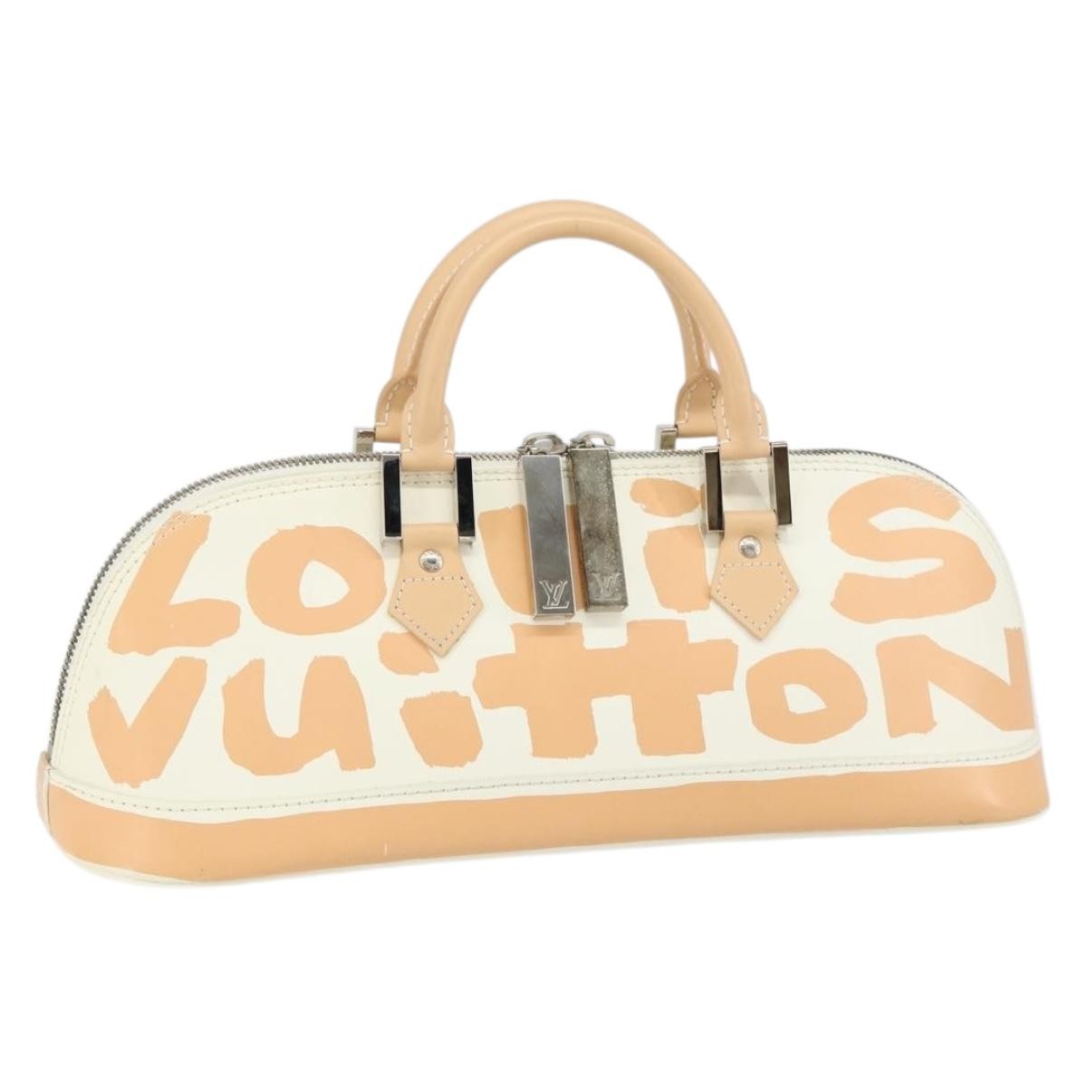 Louis Vuitton Alma Handbag Limited Edition Graffiti Leather, WHITE, CANVAS, Handbag