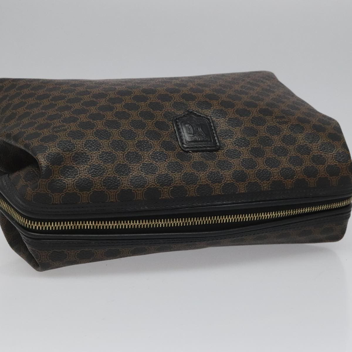 Celine Macadam Pochette Canvas and Leather, BLACK, CANVAS, Clutche & pouche