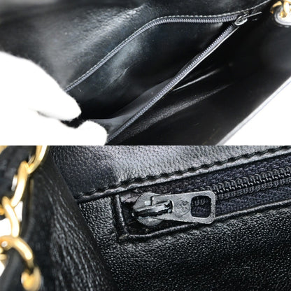 Chanel Vintage CC Chain Full Flap Bag Quilted Leather, BLACK, LEATHER, Shoulder bag