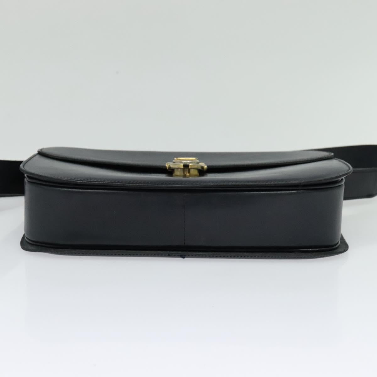 Celine Flap Shoulder Bag Leather, NAVY, LEATHER, Shoulder bag