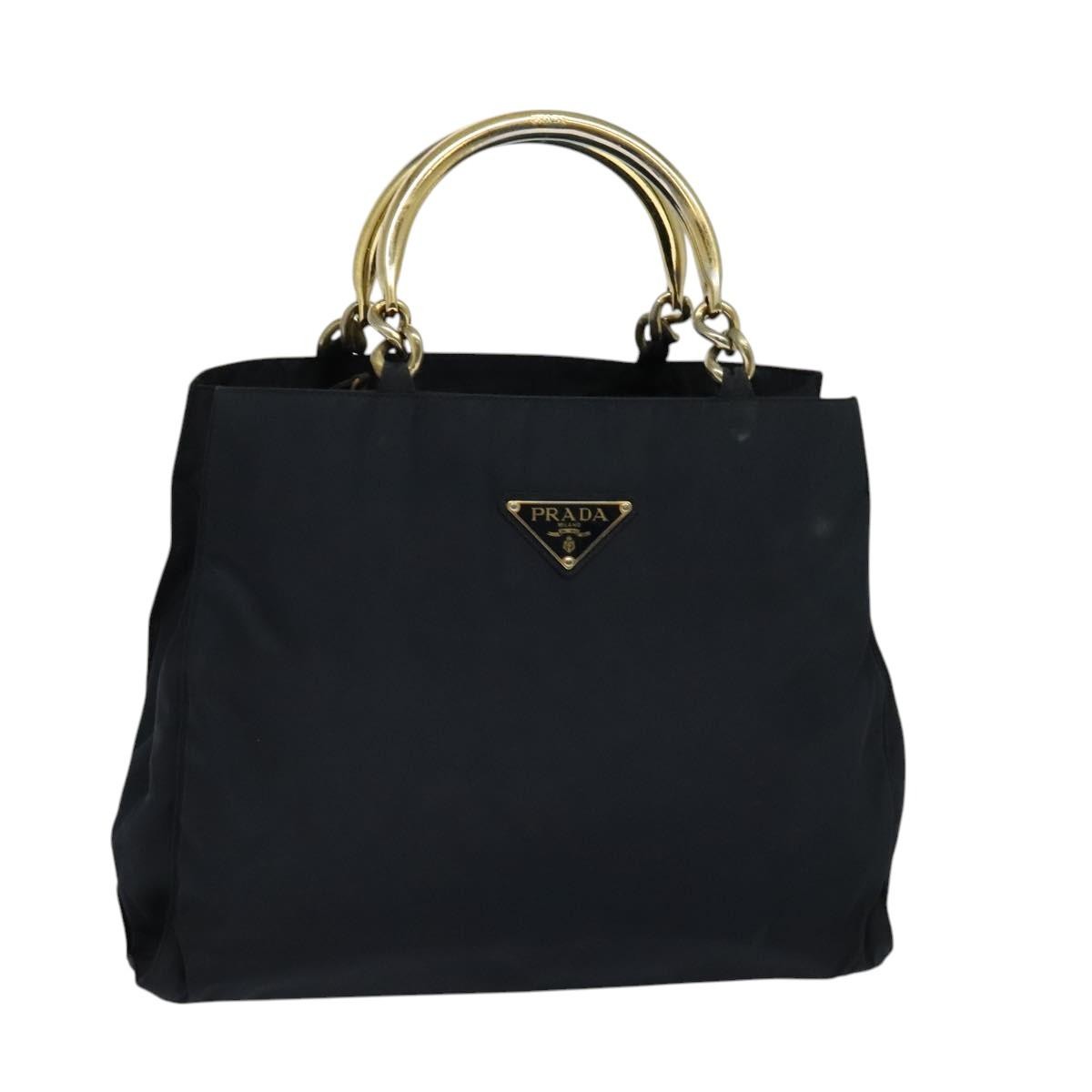 Prada Metal Handles Tote Tessuto, NAVY, NYLON, Tote bag