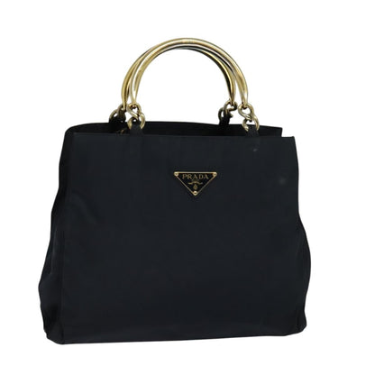 Prada Metal Handles Tote Tessuto, NAVY, NYLON, Tote bag