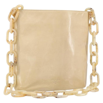 Prada Vintage Shoulder Bag Leather, BEIGE, LEATHER, Shoulder bag