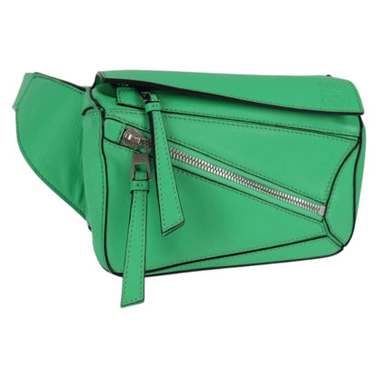 Loewe Puzzle Bumbag Leather, GREEN, LEATHER, Crossbody bag