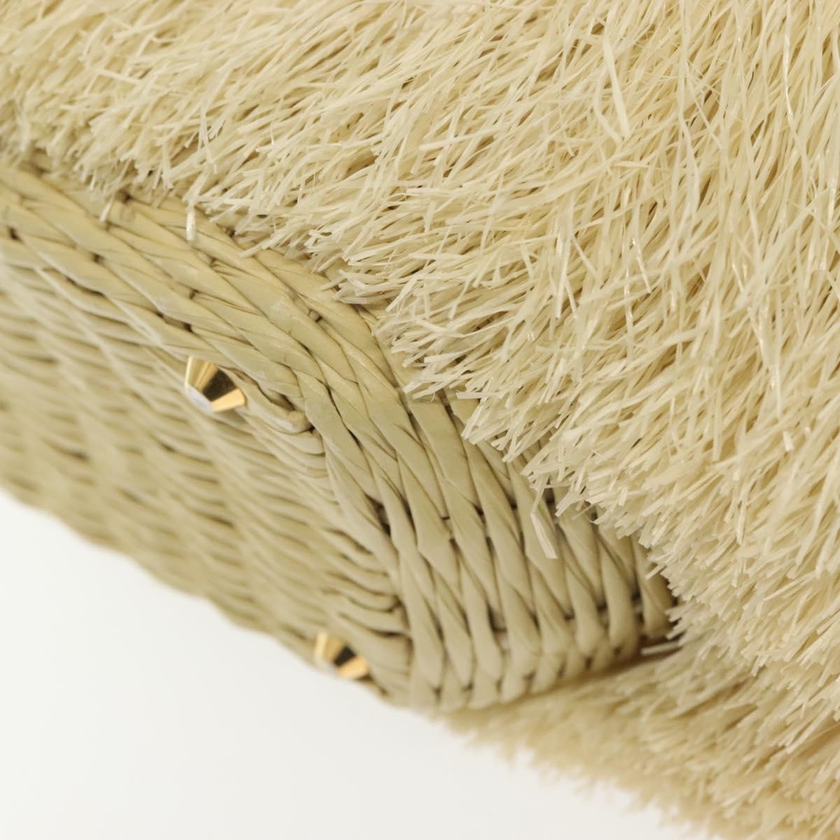 Prada Fringe Wicker Tote Woven Straw, GOLD, WOOD, Handbag
